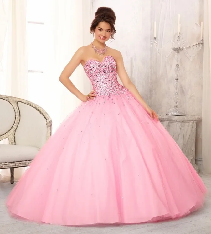 Милое Хрустальное бальное платье Бальные платья Vestido De 15 Anos De Debutante розовое платье для выпускного вечера