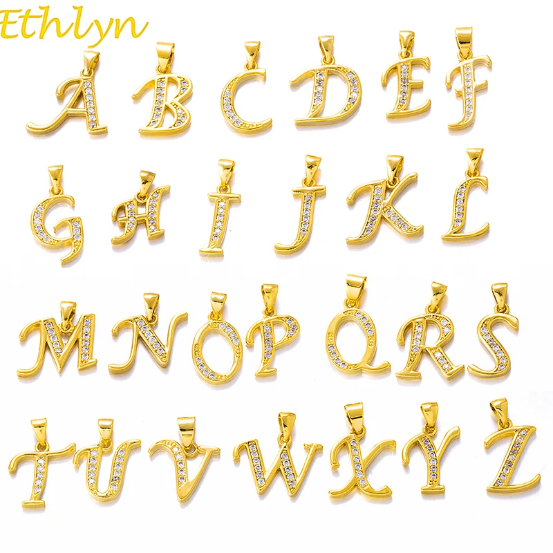 Ethlyn маленькое ожерелье с буквами подарок золотой цвет драгоценным камнем кулон