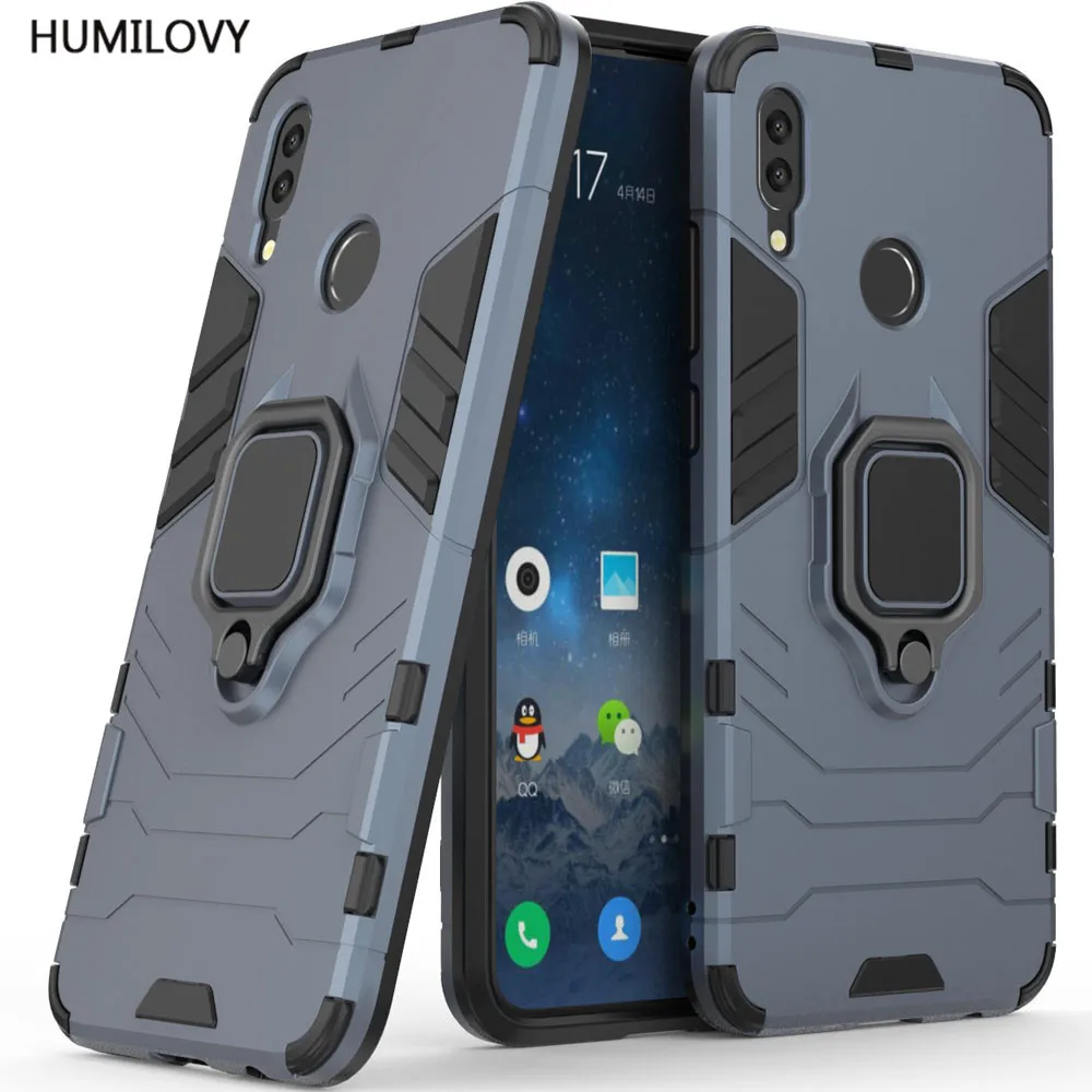 Для Huawei P Smart 2019 чехол PSmart Чехол Жесткий ПК Мягкий ТПУ робот-гибрид кольцо Броня