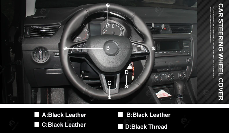 MEWANT черная крышка рулевого колеса из натуральной кожи для Skoda Octavia Fabia Rapid spaceback Superb(3 Спицы