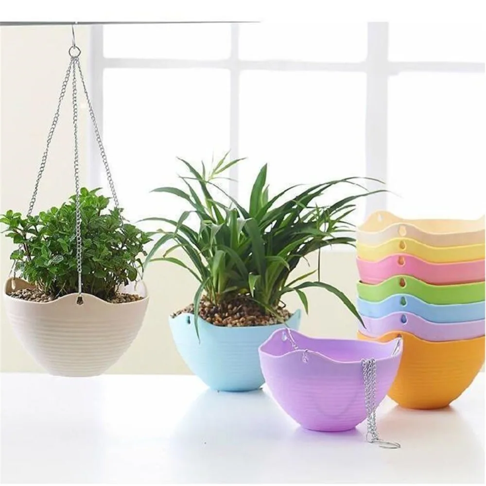 

3PCS/Lot Hanging Basket For Flower Plant Hot Pots 2019 New Garden Plant Decor Resin Planters Round Plastic Flower Basket Storage