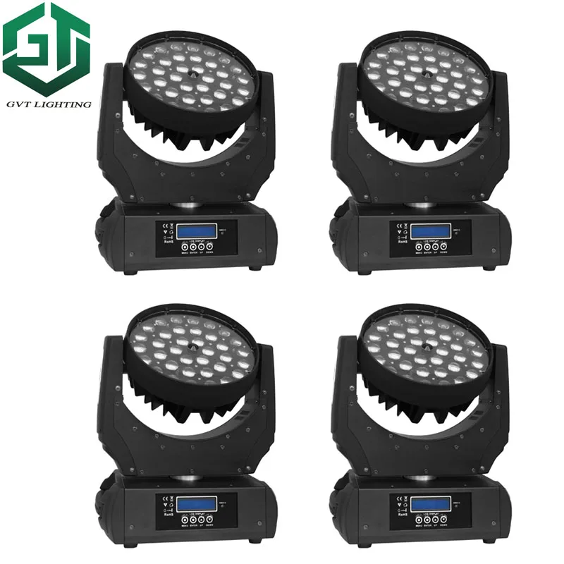 4 шт./лот DMX512 36*18 Вт RGBWAUV 6 в 1 Светодиодная подвижная головная лампа с зумом 36 шт. x 18