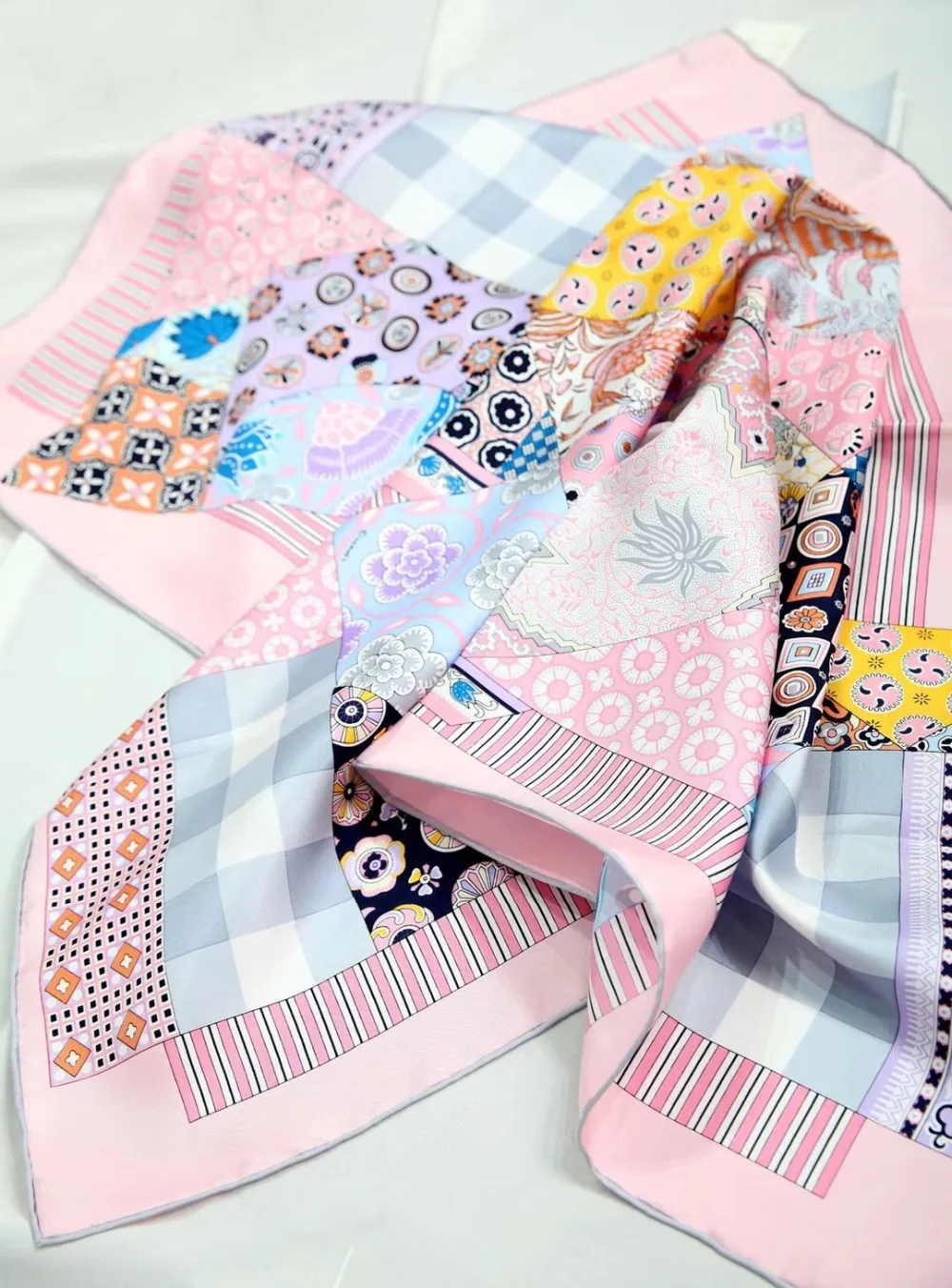 Женский шарф с классическим принтом 100% чистый шелк саржа ручная работа на весну и