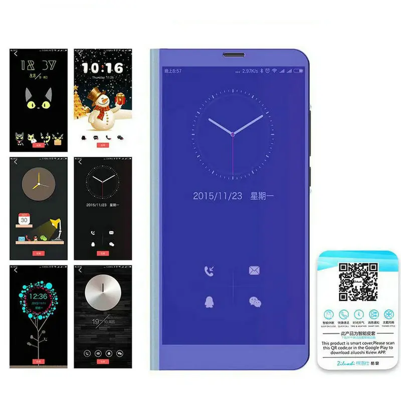 Для Xiaomi mi 6 5 15 дюйма роскошные rror Смарт Флип Стенд кожаный чехол для Подставка