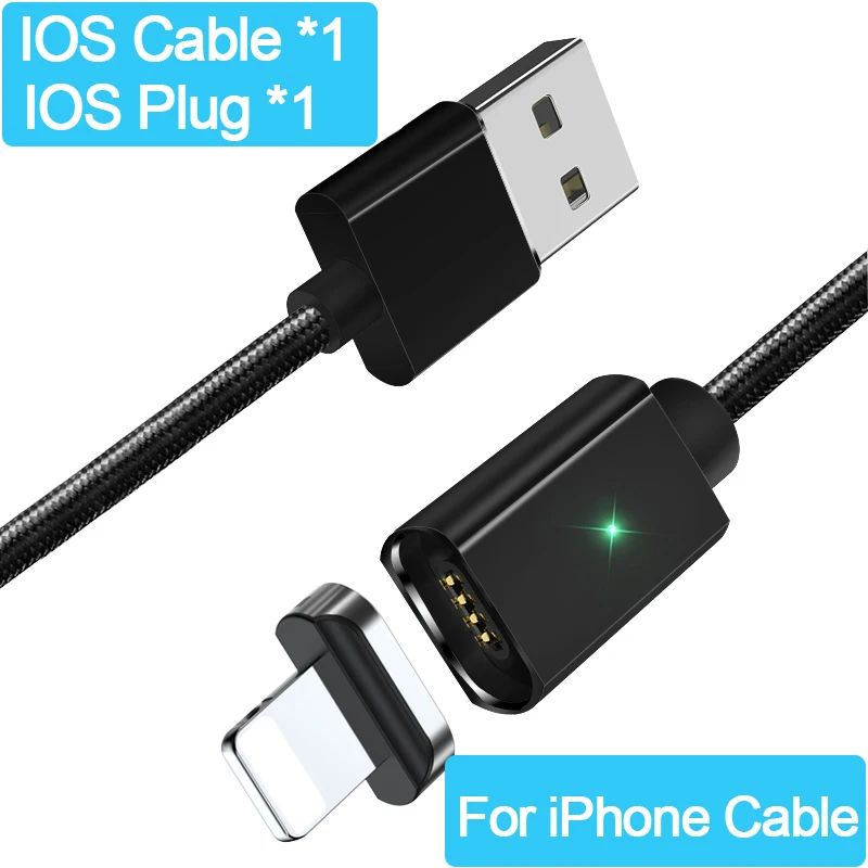 Black IOS Cable Магнитный usb-кабель Essager для iPhone XS Max XR X 8 7 6 S 5S SE магнитное зарядное устройство для зарядки и передачи данных usb-кабель для зарядки - Цвет: Black IOS Cable