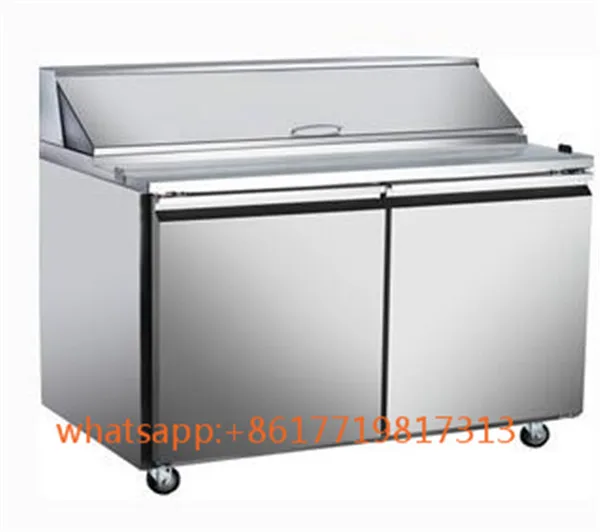 

Free shipping by sea Stainless steel commercial kitchen refrigerated salad pizza table bar display bench cooler for sale