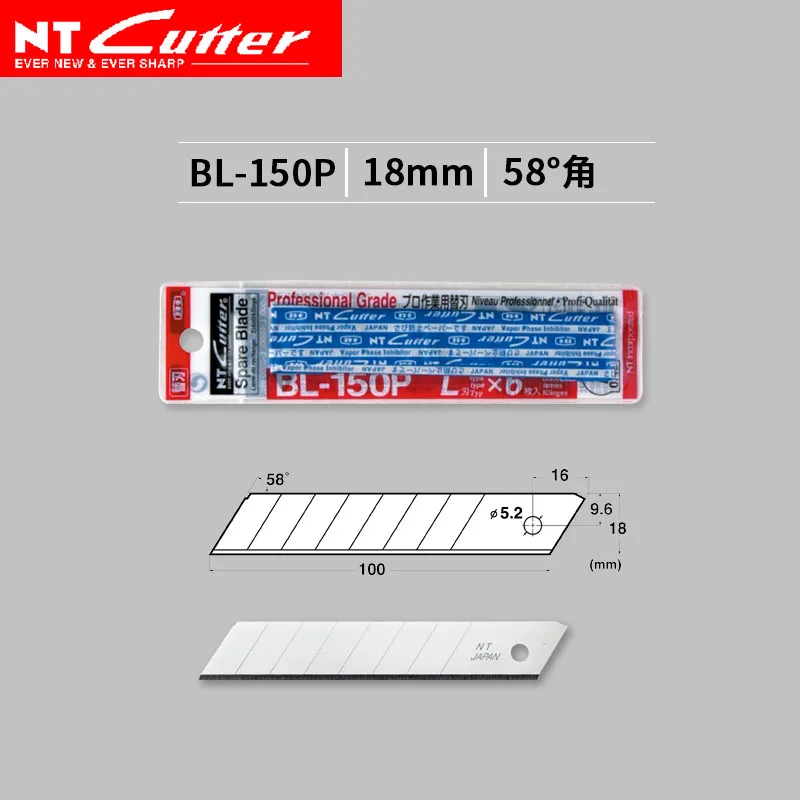 Резак NT blade, маленький нож из нержавеющей стали, черный, fo, 9 мм 18 мм, нож для обоев, Сменное лезвие - Цвет: BL-150P