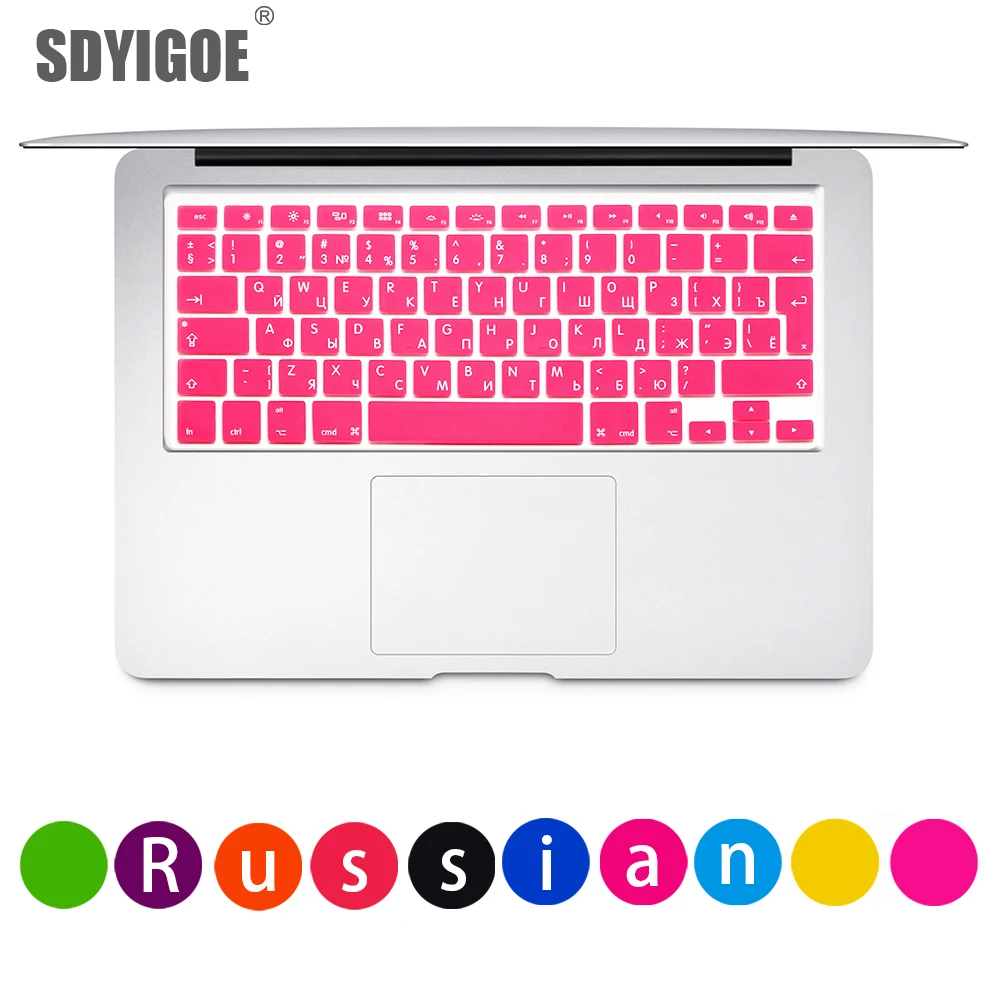 Русская клавиатура для apple macbook pro, чехол для клавиатуры air 1" 15pro A1466A1502A1398A1278EU-Enter, силиконовая клавиатура, защитная пленка