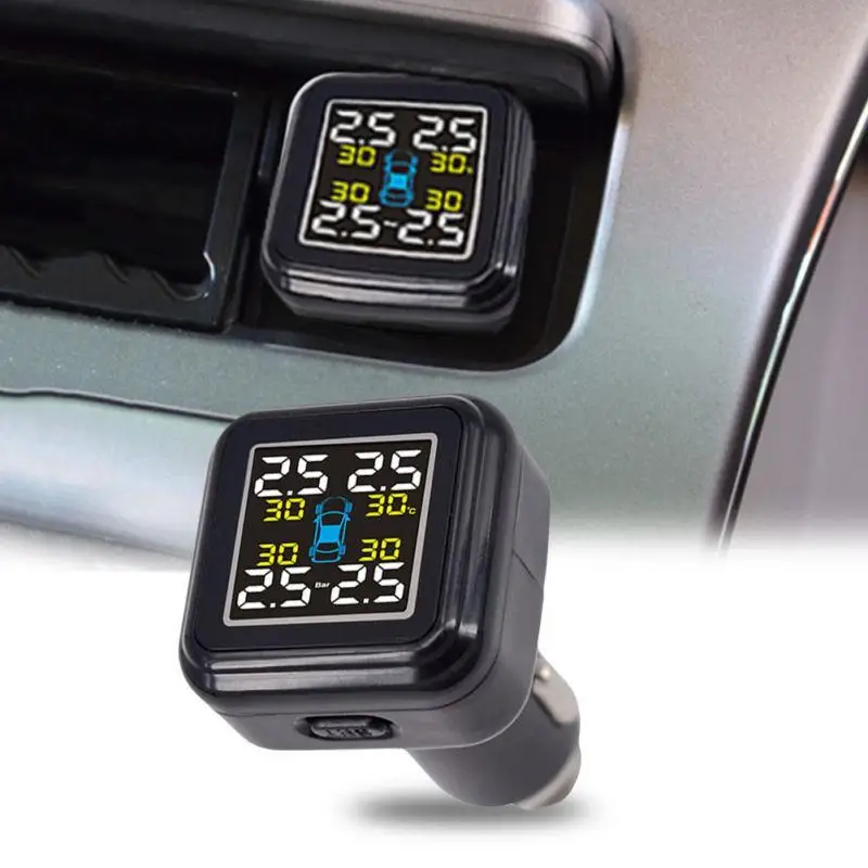 Smart Car TPMS Tire Pressure Monitoring System cigarette lighter Digital LCD Display Auto Security Alarm Systems Tyre | Автомобили и