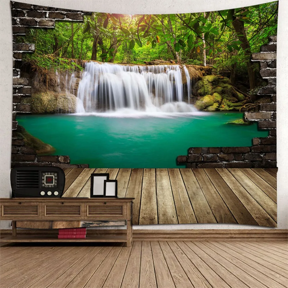 3D Деревянный ЛЕС красивый водопад Hd пейзаж ПОЛИЭСТЕР 130x150 см палатка для кемпинга