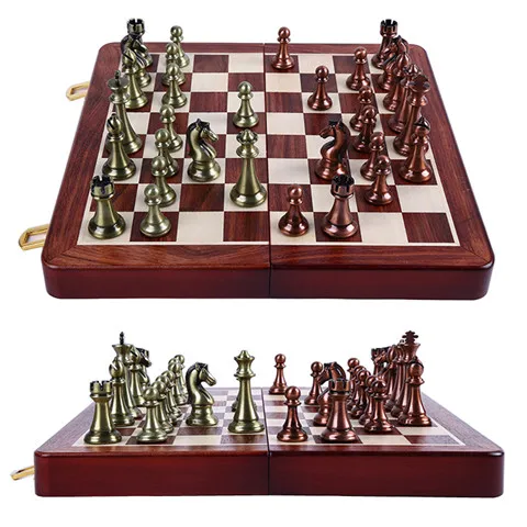 29.7x14.7x5.4cm Шахматы набор кирзит металлические шахматы штук король высота 67 мм деревянная складная шахматная доска переносные шахматы игра для детей взрослых подарок I6 - Цвет: 29.7x14.7x5.4cm