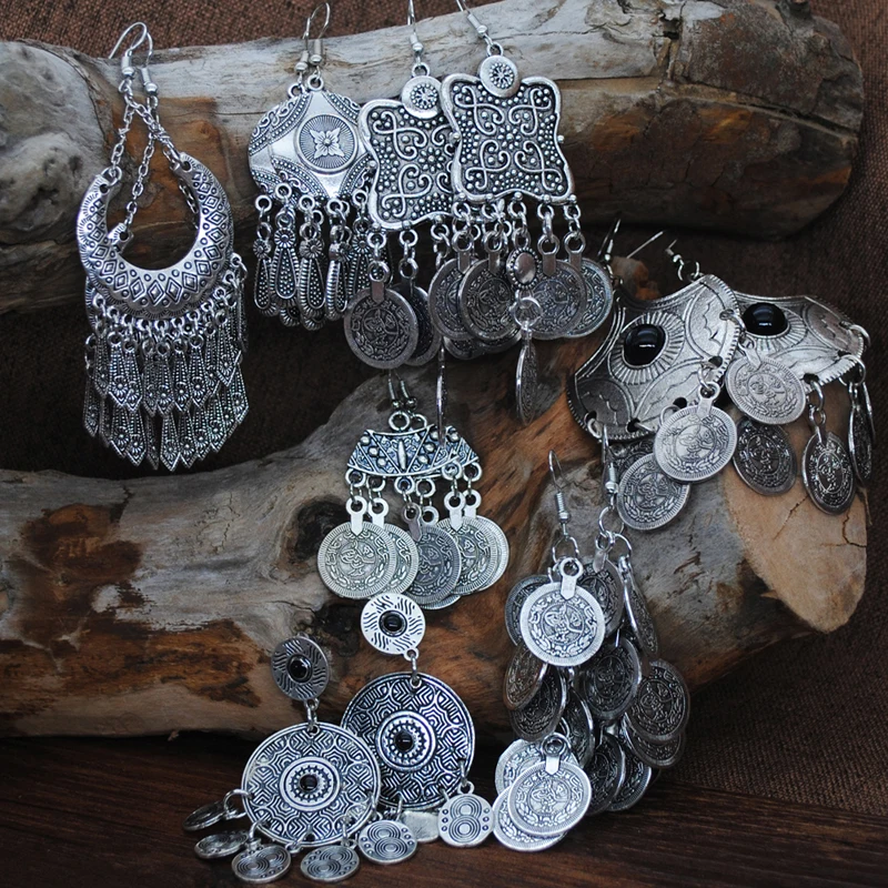 Yumfeel богемный Винтаж Серебряные серьги металлические монеты Для женщин Jewelry