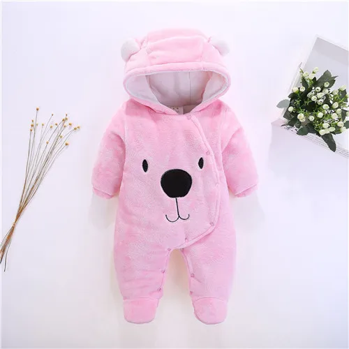 pink bear Детские комбинезоны, зимняя одежда для маленьких мальчиков и девочек, хлопковая одежда для новорожденных Ползунки, комбинезоны для новорожденных, теплая одежда для новорожденных - Цвет: pink bear