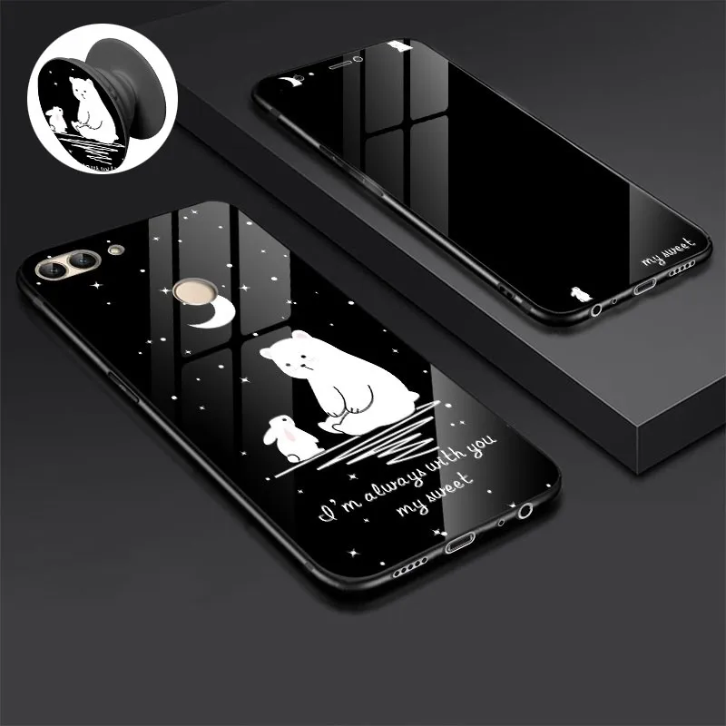 10 Чехол из закаленного стекла для huawei P Smart Enjoy 7s чехол противоударный мультяшный чехол для huawei Enjoy 7S чехол из закаленного стекла пленка - Цвет: 10