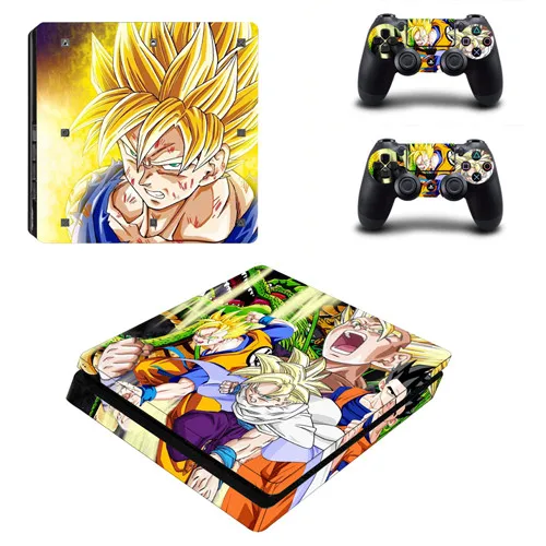 YSP4S-0370 Dragon Ball Z Сон Гоку PS4 тонкая кожа Виниловая наклейка, стикер для Playstation 4 консоли и 2 контроллеры PS4 тонкая кожа Стикеры - Цвет: YSP4S-0370
