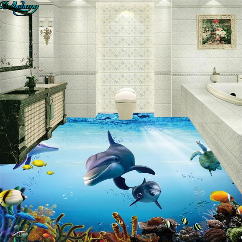 Большой пользовательский настил для 3D пола туалета ванной комнаты спальни