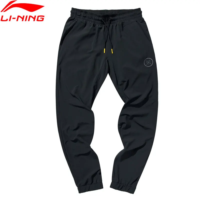 Li-Ning, мужские брюки серии Wade, 88% хлопок, 12% полиэстер, 3D Подкладка, удобные спортивные брюки с завязками, брюки AYKP069 MKY482