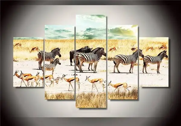 Hd Printed Africa Zebra Landscape Group Painting Room Decor Print Poster Picture Canvas Free Shipping/D012 NO Framed With | Дом и сад
