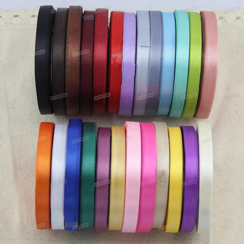 1cm Satin Ribbons Wedding Decorative Gift Box Wrapping Belt DIY Crafts Decor Party home decor birthday|Флажки вымпелы и