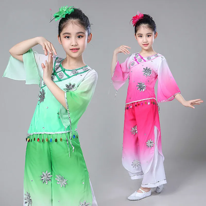 Детский костюм для танца Yangko традиционная фолк Одежда танцев девочек элегантный