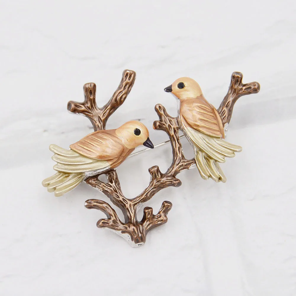 Эмалированная шпилька в виде двух птиц | Украшения и аксессуары