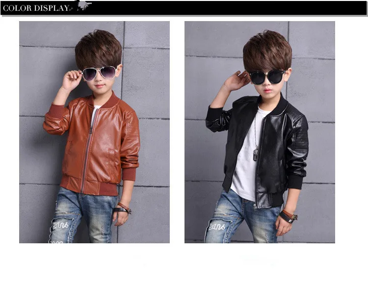 Giacca in pelle per bambini moda primavera e autunno Ragazzi Ragazze in pelle babero in pelle giacca corta in pelle