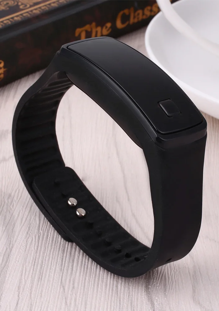 Силиконовые цифровые часы повседневные спортивные с браслетом черные