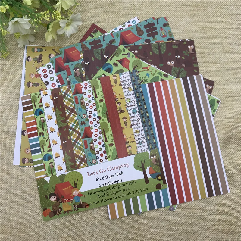 6 &quotX6&quot Let Go Кемпинг Узорчатая бумага Скрапбукинг бумажный пакет ручной работы