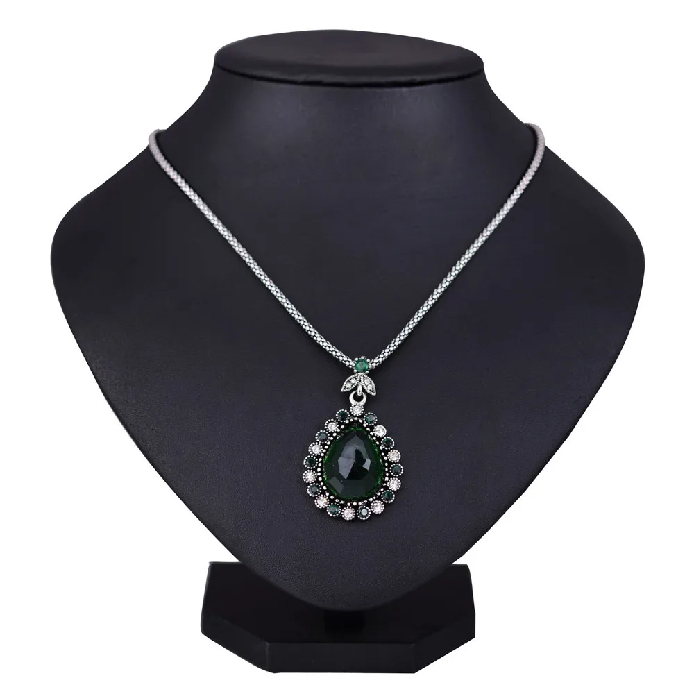 Ожерелье серебряного цвета с австрийским кристаллом в этническом стиле|necklace