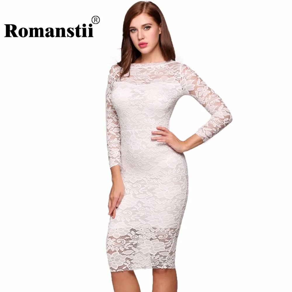 Romanstii Кружево платье Демисезонный 2017 Сексуальная 3/4 с длинным рукавом круглый