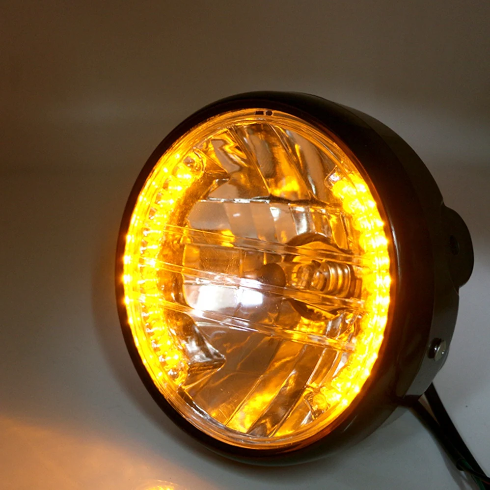 

7 Inch H4 Round Motorcycle Headlight Turn Signal Light Flasher 35W 12V Amber LED Head Lamp for Motorbike Moto Accessories