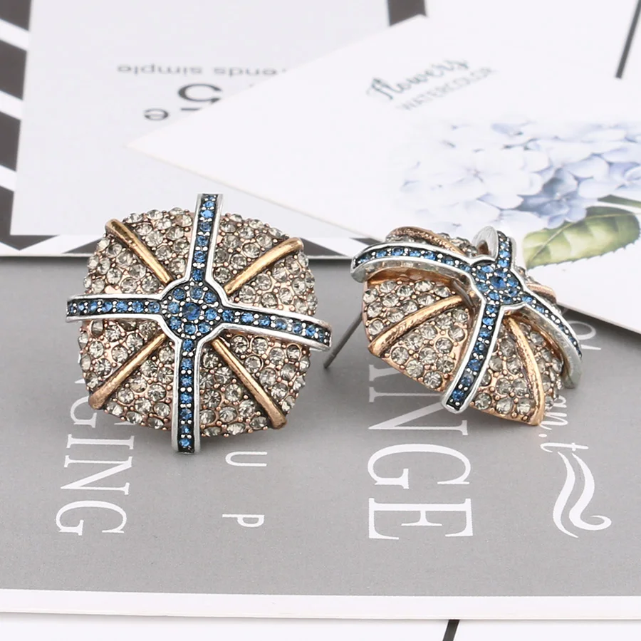 Новинка 2017 роскошные Винтажные серьги Kinel Стразы для женщин старинное золото