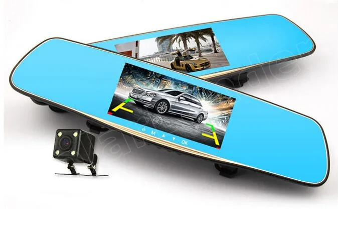 Лучший 5-дюймовый автомобильный видеорегистратор на зеркало заднего вида 1080P с