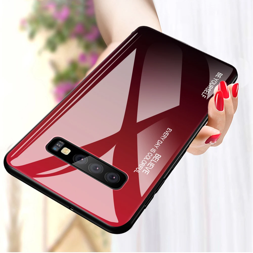 Чехол для Samsung Galaxy S10 S9 S8 Plus S10E Note 8 9 стеклянный градиентный чехол samsung A10 A20 A30 A40 A50 A70
