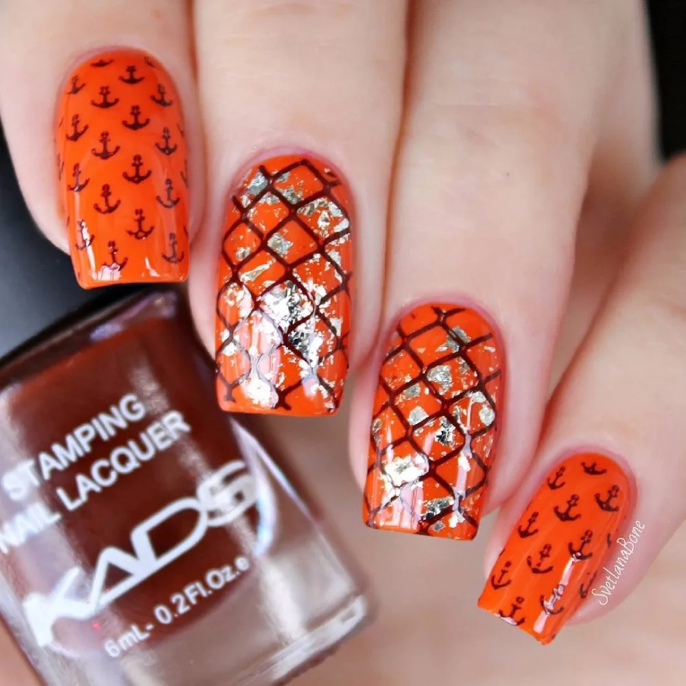 KADS Горячие Магия Моды Коричневый Цвет Ногтей Печати Лак и ногтей Штамп Польский