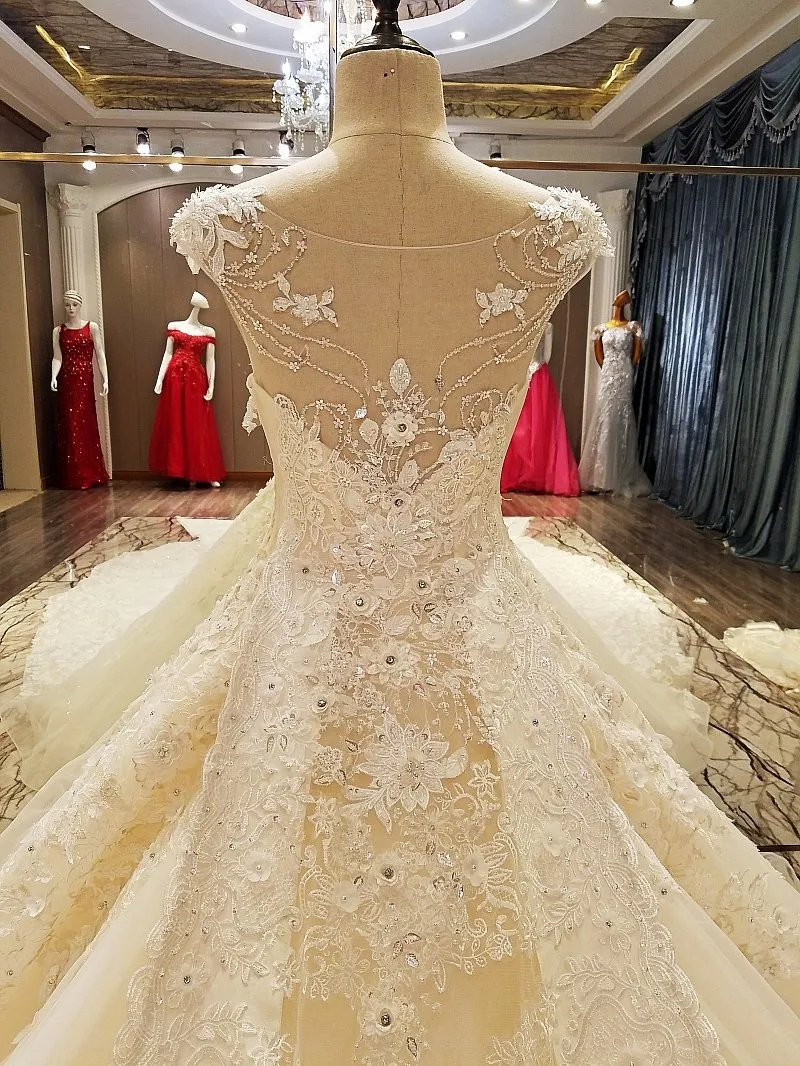 Vestido De Noiva Роскошные принцессы Свадебные и Бальные платья 2018 Sheer спинки бисером