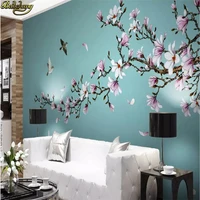 beibehang custom photo wallpaper mural magnolia hand painted mebi flower bird new chinese style wall decorative painting