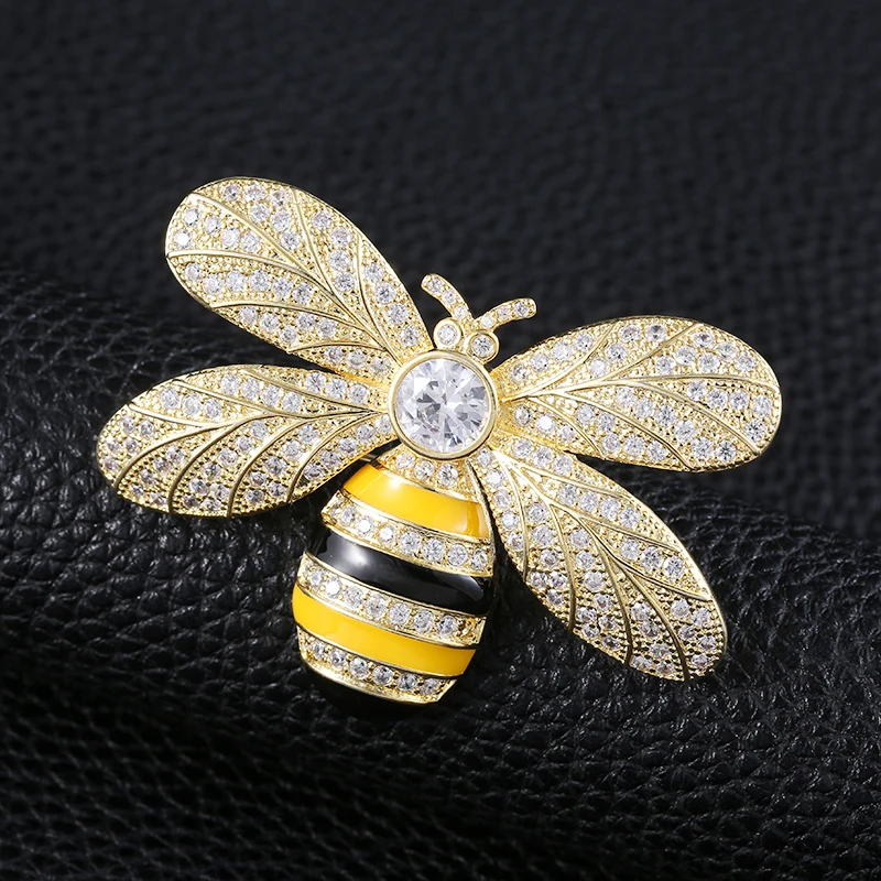 

Fashion Insect Bee Brooches for Women Men Yellow Black Enamel Pins Bumble Bee Luxury Crystal Broach Pin Jewelry Gift Broches