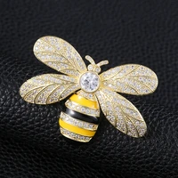 fashion insect bee brooches for women men yellow black enamel pins bumble bee luxury crystal broach pin jewelry gift broches