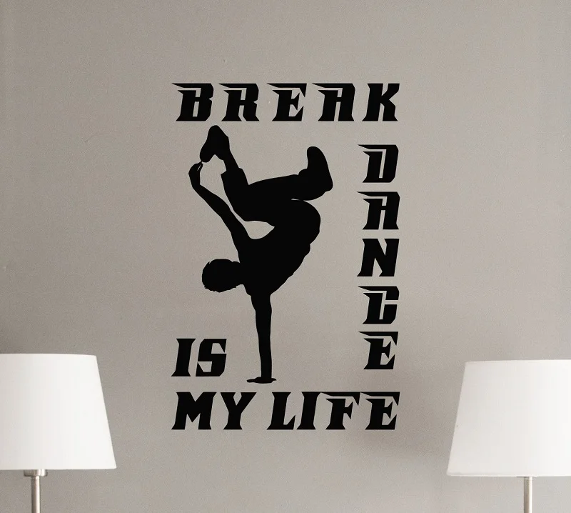 

Break dance wall decal logo dancer gift gym fitness mural vinyl sticker, street dance teen home inspirational decoration TW05