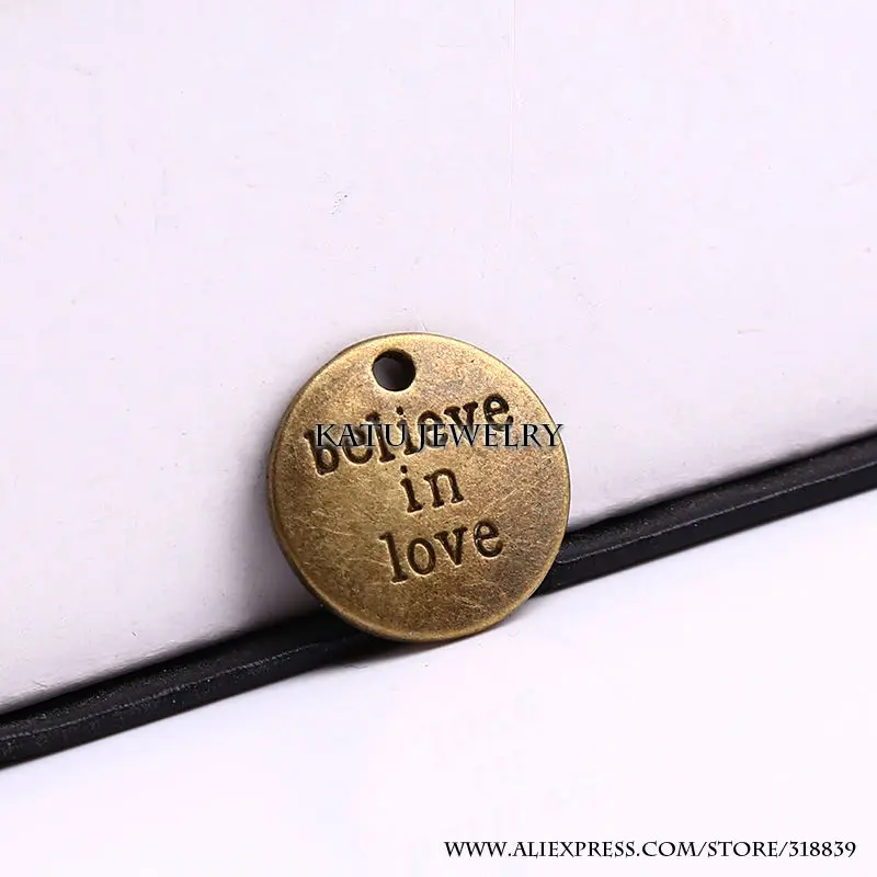 Винтажные латунные металлические круглые буквы подвески для самостоятельного