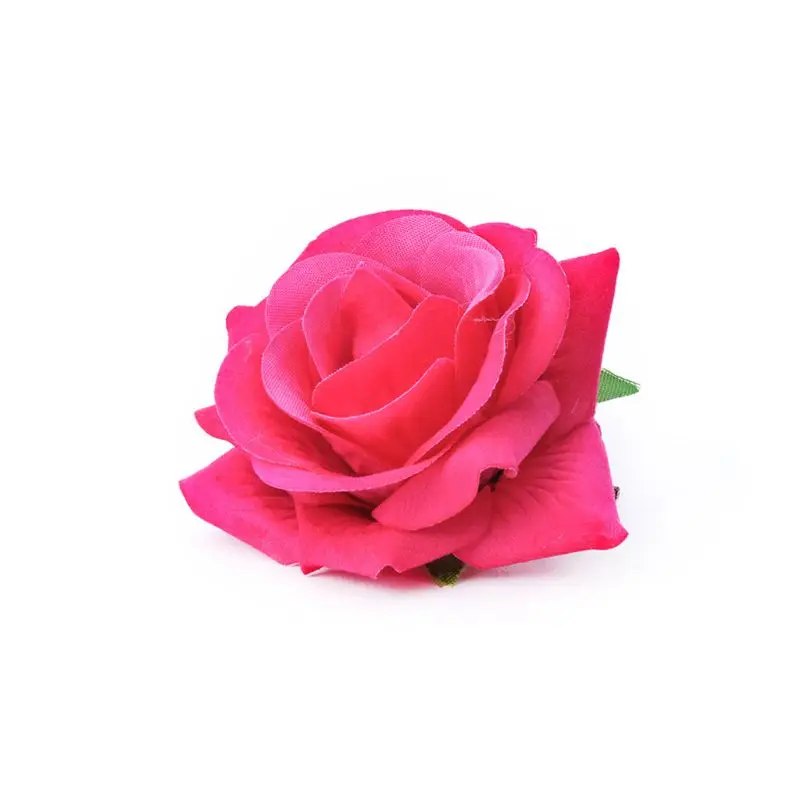 Pink Женская бархатная тканевая заколка для волос Роза имитация искусственного цветка корсаж брошь Праздничная свадебная брошь фламенко танцор аксессуары для волос - Color: Pink