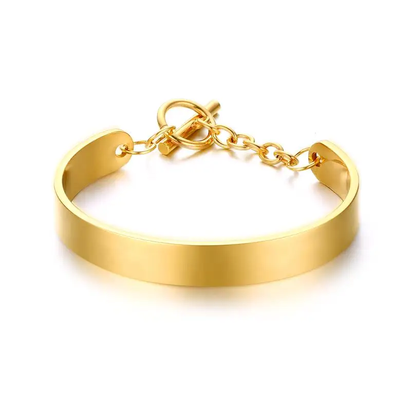 gold color Vnox индивидуальность ID браслеты и Браслеты блестящие Нержавеющая сталь Регулируемый Для женщин Серебряные украшения/розовое/золотой цвет - Окраска металла: gold color