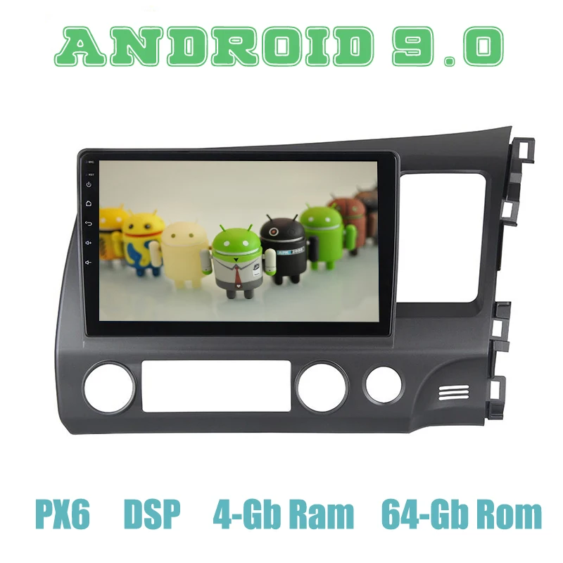 10 2 &quotIPS для honda civic RHD 2006-2011 PX6 Android 9 0 Автомобильный GPS радио плеер с DSP 4 + 64 Гб Авто
