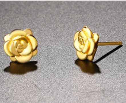 24 K серьги из чистого золота реального AU 999 Solid Золотые серьги хороший 3D Роза высококлассные Модная классика вечерние Fine Jewelry Лидер продаж Новинка г - Цвет камня: Glossy