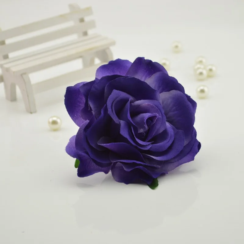 purple 10 см, 5 шт., искусственный цветок, голова, шелк, Цветущая Роза, для свадьбы, автомобиля, Decora, сделай сам, гирлянда, материал, имитация, дешевый искусственный цветок - Цвет: purple
