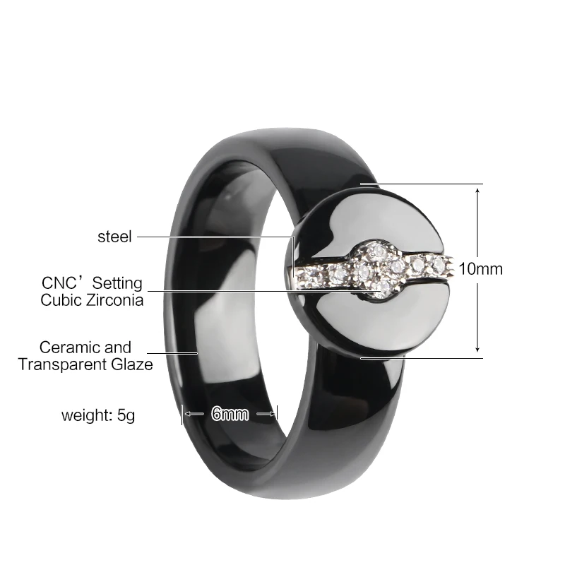 Комплект ювелирных изделий для женщин керамические круглые серьги и кольца с