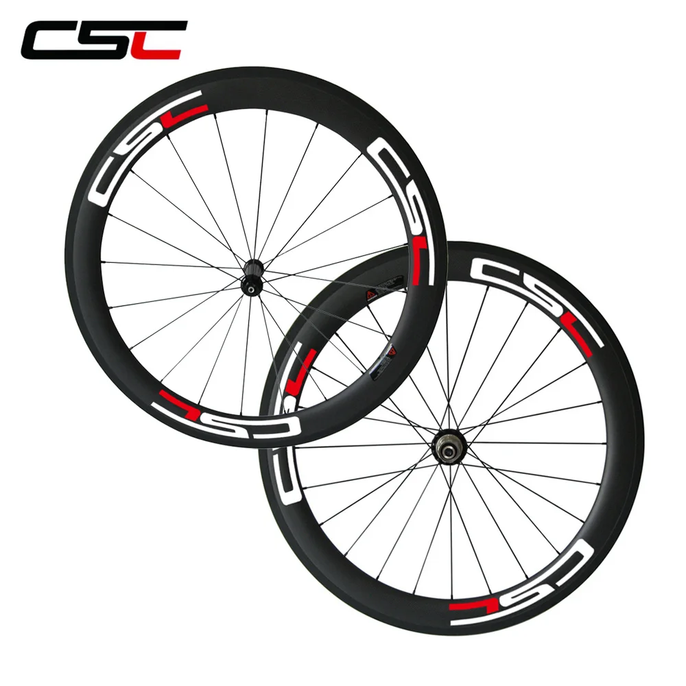 CSC велосипед Колесная 700c 60 мм полностью углеродное волокно клинчер дорожные