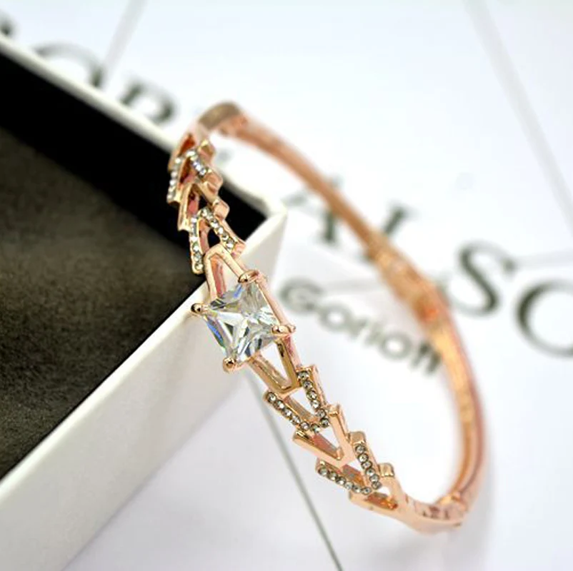 Подарок! Роуз Позолоченные Инкрустация Кубический Цирконий Браслеты и