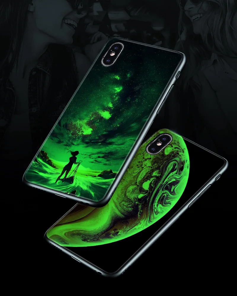 Роскошный светящийся чехол TOMKAS для iPhone X Xs Max Xr, стеклянный чехол для телефона, силиконовый чехол для iPhone 7, 8 Plus, чехол s для iPhone 6 S, 6s